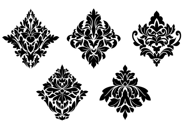 Conjunto de patrones florales vintage y adornos
 - Vector, imagen