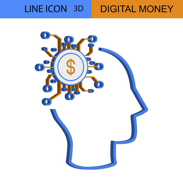 Digitális pénz ötlet vektor ikon - Vektor, kép