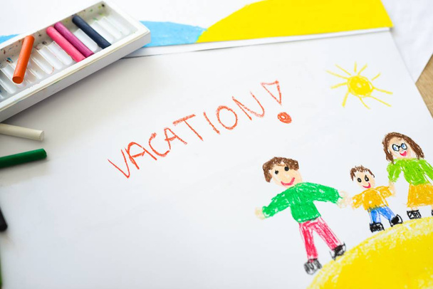 Nyaralás olaj pasztell gyerekek rajz - Fotó, kép