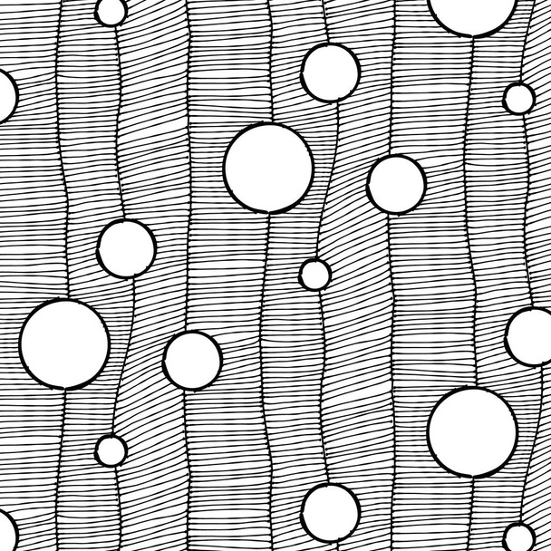 シンプルなモノクロの動的な円パターン。幾何学的な黒いアウトラインを白の波。ベクトル抽象的な創造的な曲線のテクスチャです。現代繰り返し印刷 - ベクター画像