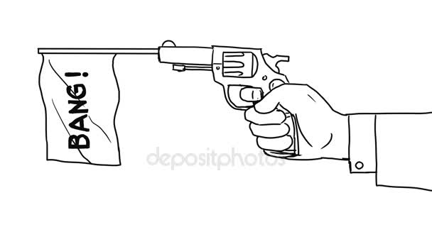 El ateş silah bayrak 2d animasyon Bang - Video, Çekim