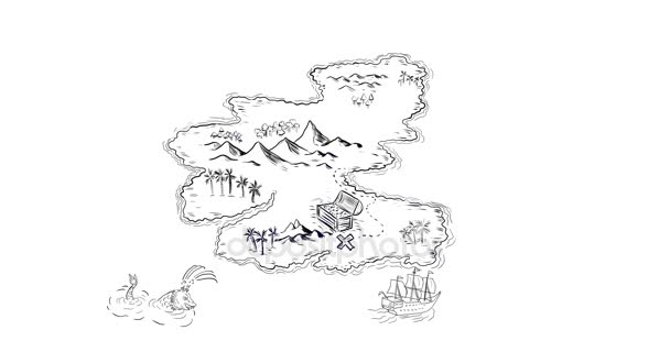 Карта пиратских сокровищ Парусный морской змей 2D Animation
 - Кадры, видео
