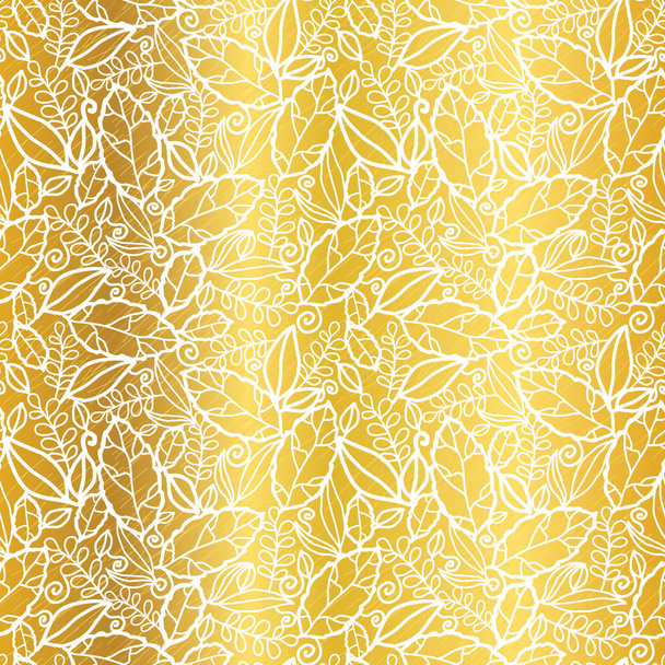Vector gold and white leaves texture seamless repeat pattern background. Great for spring and summer fabric, scrapbooking, wallpaper, fall wedding projects. - Vektör, Görsel