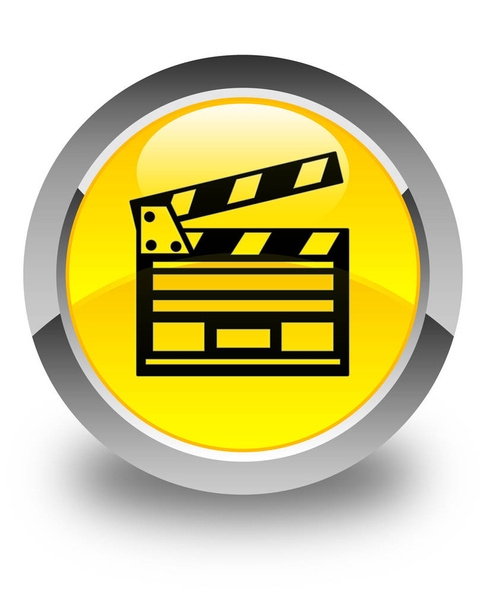 Ikony kina błyszczący żółty okrągły przycisk - Zdjęcie, obraz