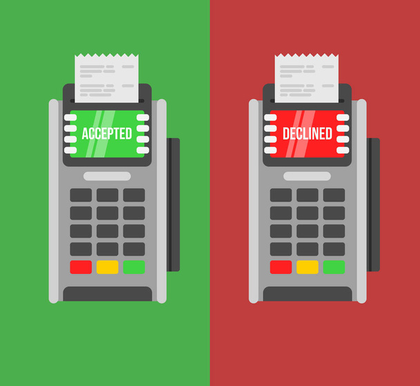 Rejected and approved payment pos terminal - Vettoriali, immagini