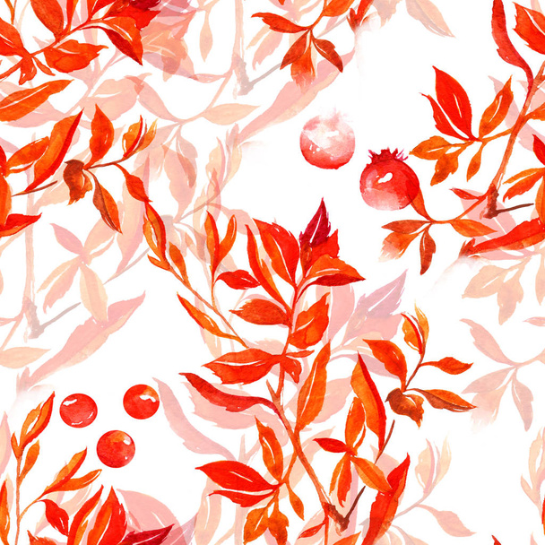 leaves and berries seamless pattern - Foto, afbeelding