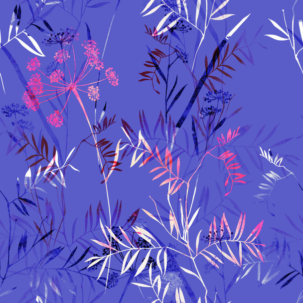 plants and flowers seamless pattern - Zdjęcie, obraz
