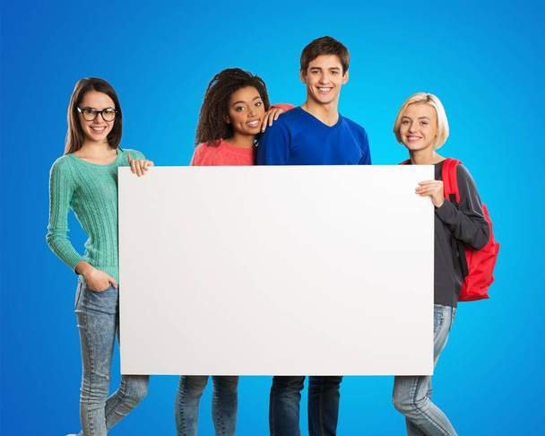 students with blank card - Photo, Image