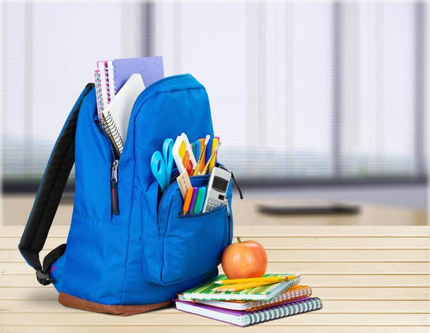 School stationery in backpack - 写真・画像