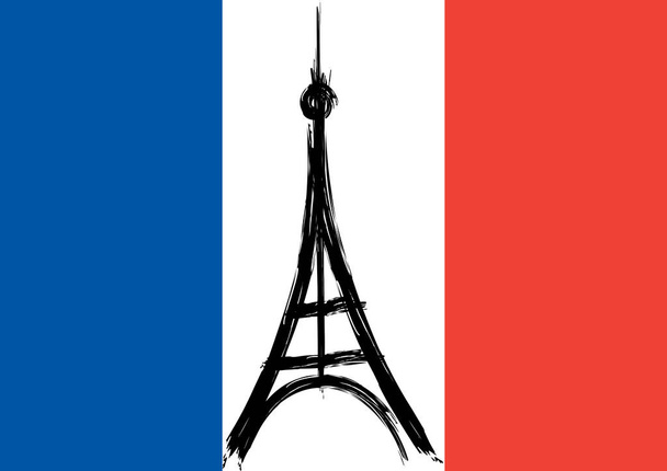 Torre Eiffel sobre fondo de la bandera de Francia. Ilustración vectorial. EPS
 - Vector, Imagen