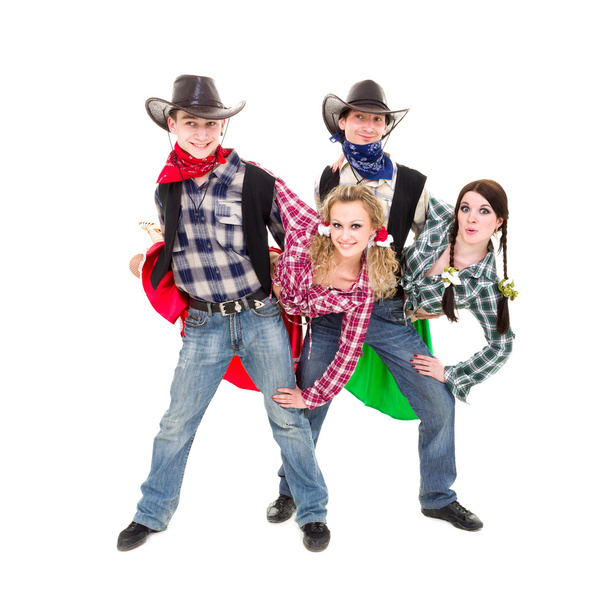 Smiling cowboys and cowgirls dancing - Zdjęcie, obraz