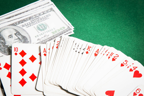 Poker stůl zelený povrch obrazu closeup - Fotografie, Obrázek