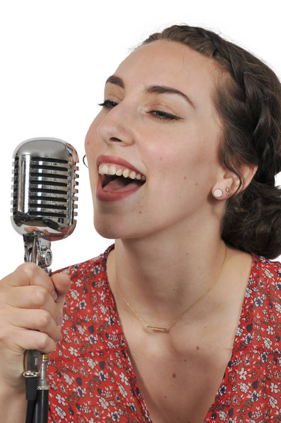 Vintage žena zpěvačka - Fotografie, Obrázek