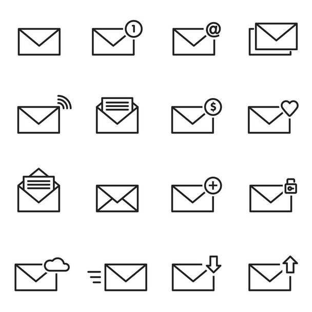 E-Mail-Umschlagzeilen-Symbol gesetzt. Nachrichtenvektorillustration - Vektor, Bild