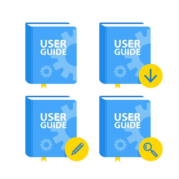 User Guide book download icon set. Flat vector illustration - Vector, Image