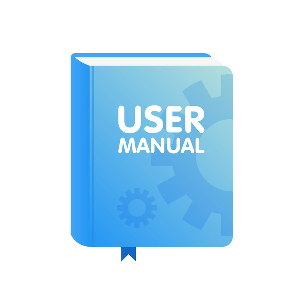 User Manual boek download icoon. Platte vectorillustratie - Vector, afbeelding
