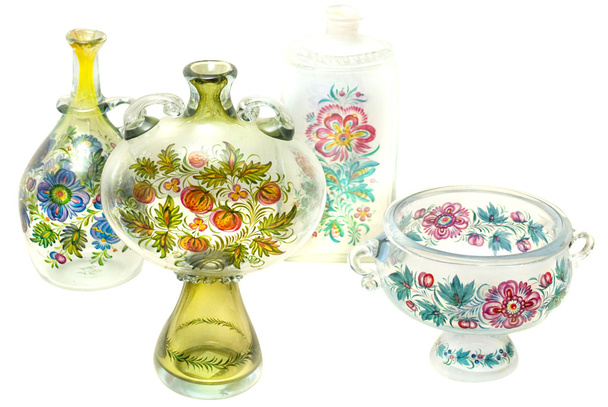 Dois vasos de vidro com pote e carafe
 - Foto, Imagem