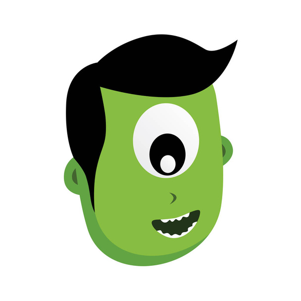 funny green alien with facial expression - Vettoriali, immagini