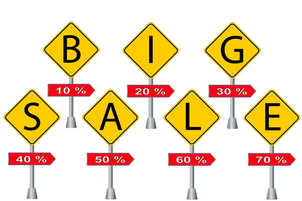 Gran venta en señales de tráfico
 - Vector, Imagen