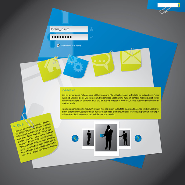 Website template design with notepapers - Vector, Image