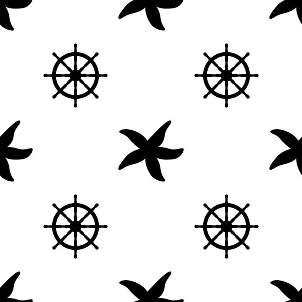 Vector naadloze patroon met zee symboles. Mariene en nautische achtergronden. Thema van de zee. Achtergrond voor textiel afdrukken en inpakpapier. Vectorillustratie. - Vector, afbeelding