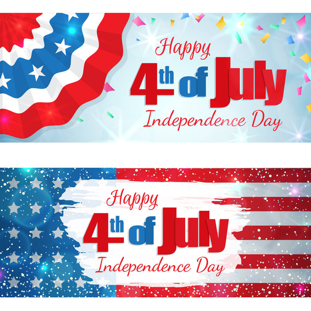 Fourth of July, Independence Day horizontal banner - Vector, Image