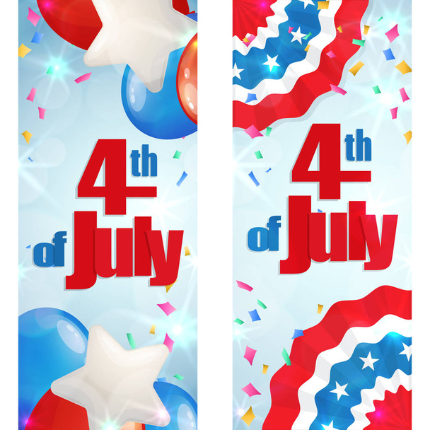 Τέταρτο του Ιουλίου, ημέρα της ανεξαρτησίας κατακόρυφοs σημαία - Διάνυσμα, εικόνα