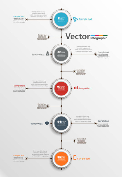 Abstract  infographic template with five  steps for success. Business circle template with options for  diagram, workflow, timeline, web design. Vector EPS 10 - Vecteur, image