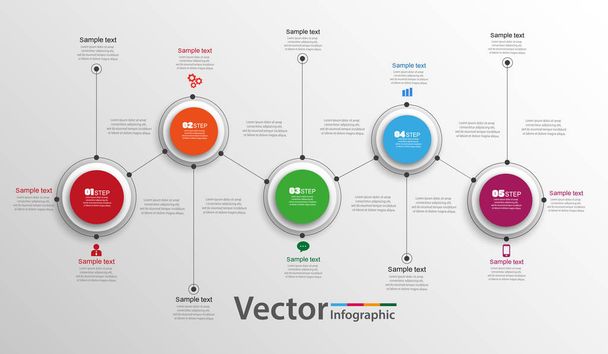 Abstract infographics number options template with five steps. Can be used for workflow layout, diagram, business step options, banner, web design. Vector eps 10 - Vektor, kép