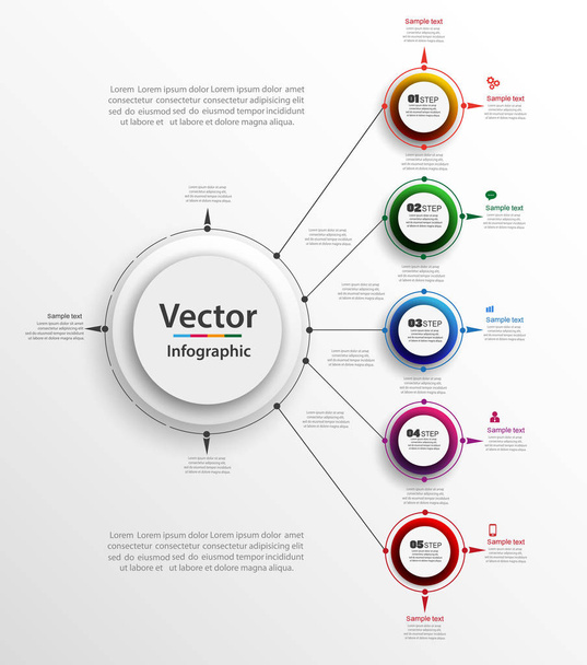Abstract vector infographics number options template with five steps. Can be used for workflow layout, diagram, business step options, banner, web design. eps 10 - Vektor, obrázek