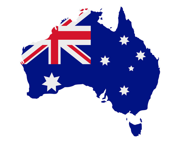 Avustralya haritası ve bayrağı - Vektör, Görsel