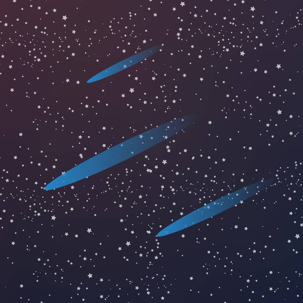 Chuveiro de cometa no céu estrelado da noite no espaço
 - Vetor, Imagem