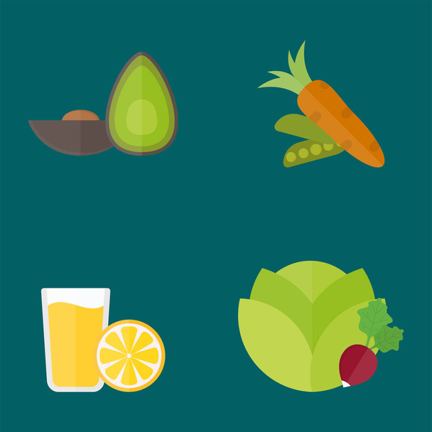 Για χορτοφάγους τροφίμων φύση εστιατόριο φρούτα Χορτοφαγική Υγιεινή διατροφή εικονογράφηση φορέα λαχανικών - Διάνυσμα, εικόνα