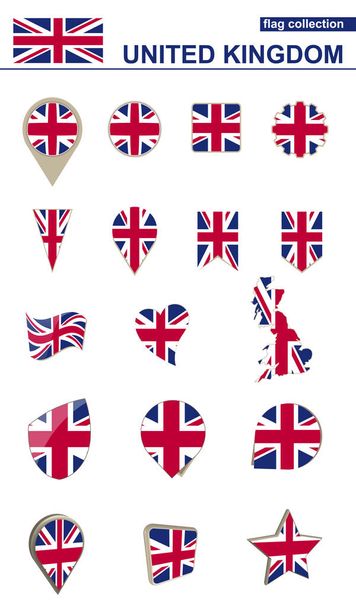 Velká Británie vlajka kolekce. Velká sada pro design. - Vektor, obrázek