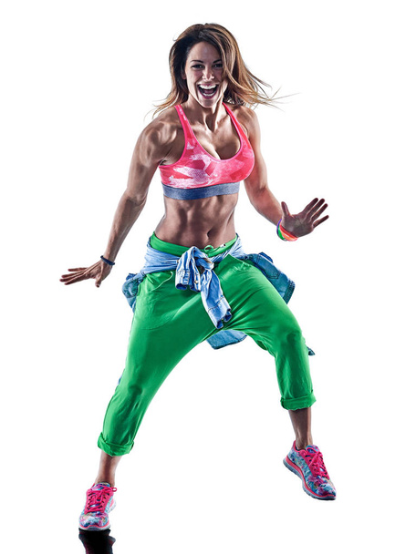 woman zumba dancers dancing fitness exercising excercises isolat - Zdjęcie, obraz