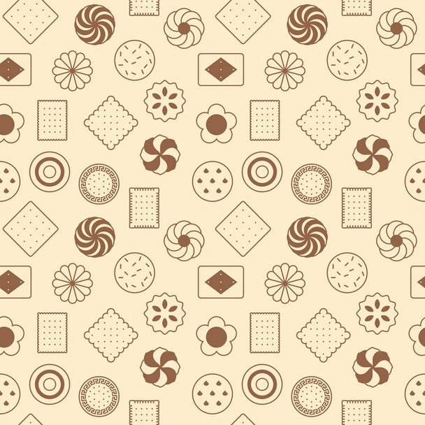 seamless pattern of cookies, biscuit and cracker. suitable for use as wrapping paper,  greeting card or backdrop of party - Vector, Image