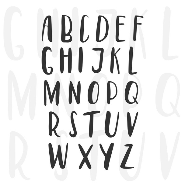 Unique handdrawn alphabet. Latin ABC letters drawn by brush. Easy to use for your lettering design. - Vektor, Bild