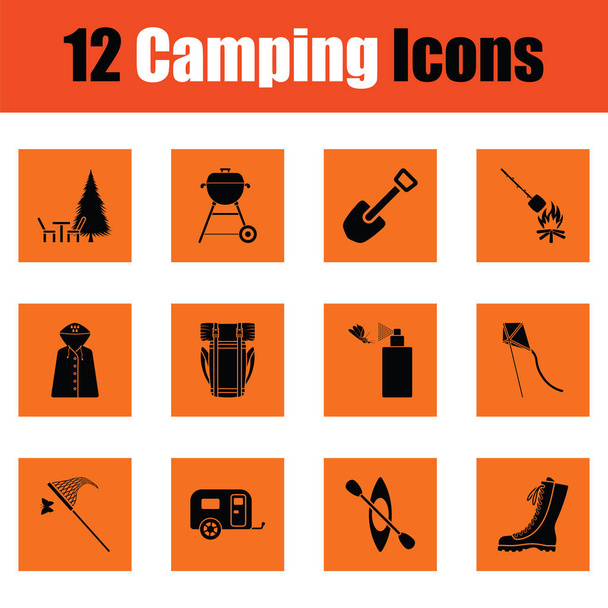 ensemble icône de camping - Vecteur, image
