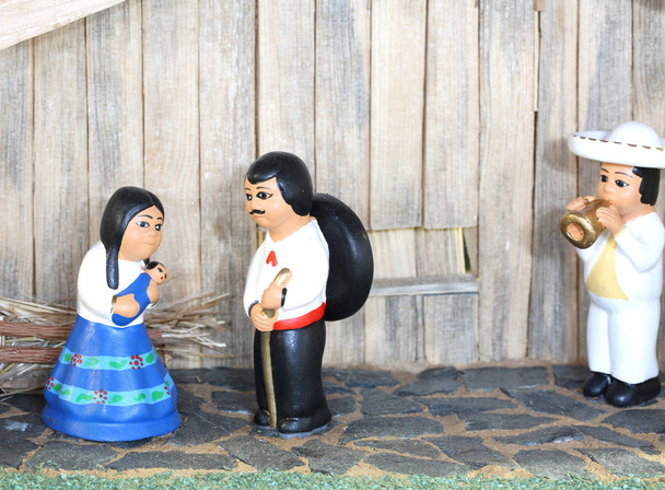 Mexican Nativity scene with holy family in South American style - Photo, Image