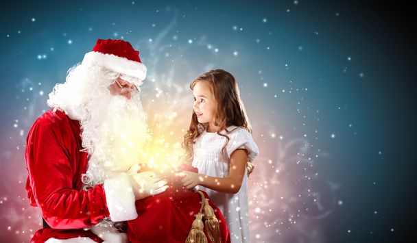 Portrait of santa claus with a girl - Photo, Image