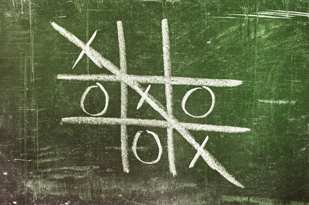 O,X game on blackboard background  - Photo, image