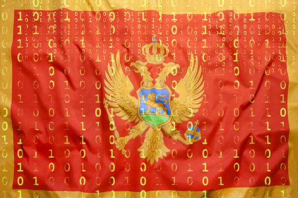 Двоичный код с флагом Черногории, концепция защиты данных
 - Фото, изображение