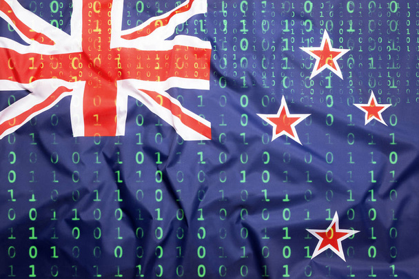 Двоичный код с флагом Новой Зеландии, концепция защиты данных
 - Фото, изображение
