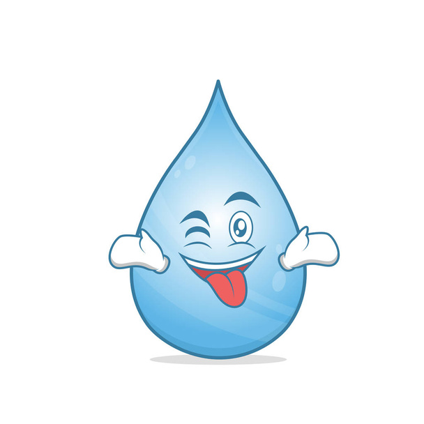 Tongue out with wink water cartoon character vector - Vektor, Bild