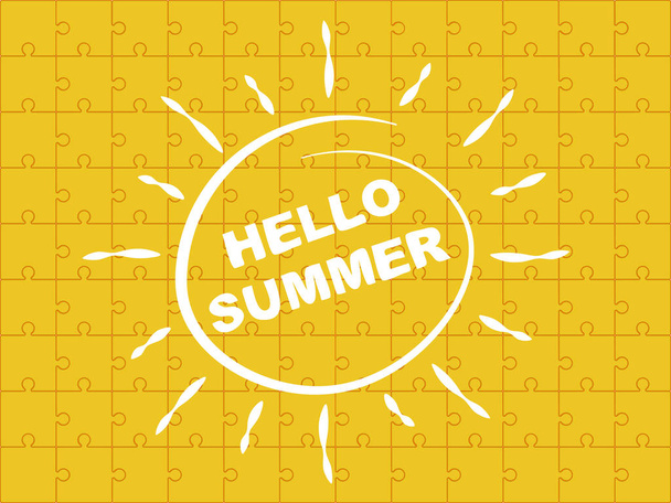 Lettering Hello Summer with the background of the puzzle. - ベクター画像
