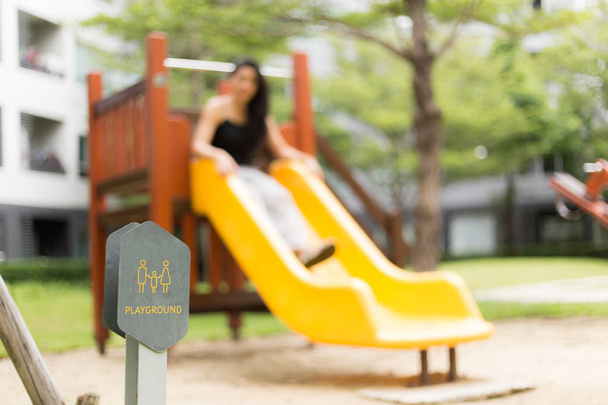Children playground, yellow blue slider - Photo, Image