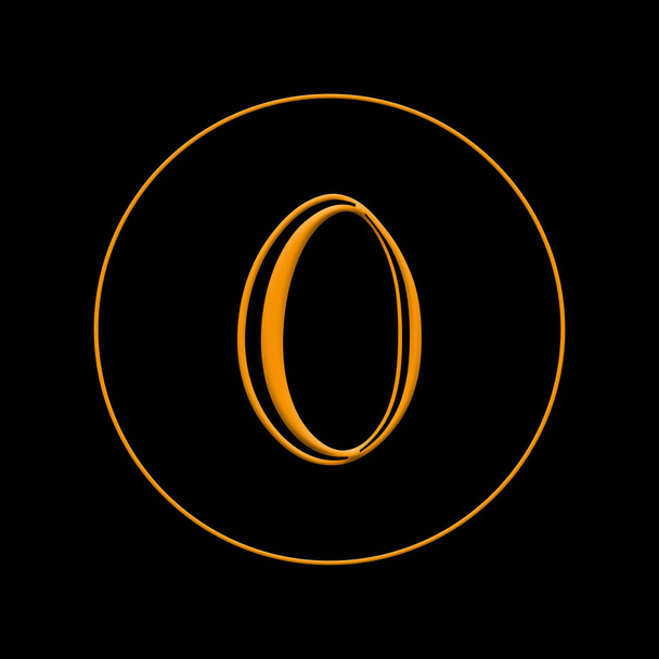 Πορτοκαλί μηδενικό αριθμό σε μαύρο φόντο - Φωτογραφία, εικόνα