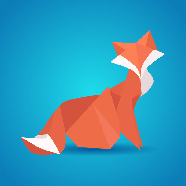Illustration of a paper origami fox - Vector, Imagen