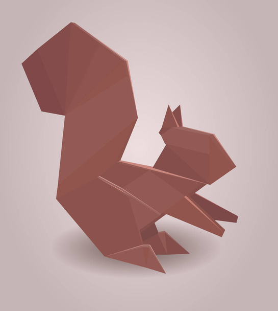 Illustration of a paper origami squirrel - Vettoriali, immagini