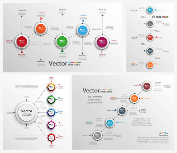 Collection of colorful infographic can be used for workflow layout, diagram, number options, web design. Infographic business concept with options, parts, steps or processes. Vector Eps 10 - Vektor, obrázek